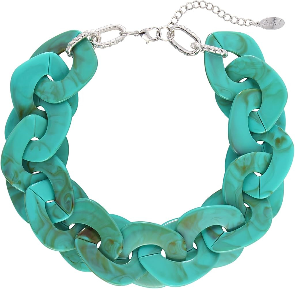 Bocar Statement Chunky Acrylic Cuban Choker Necklace Fashion Bib Collar Chain Necklace for Women(... | Amazon (US)