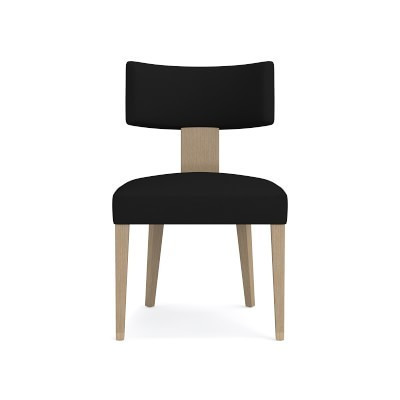Koret Dining Side Chair, Chunky Linen, Black, Natural Oak | Williams-Sonoma