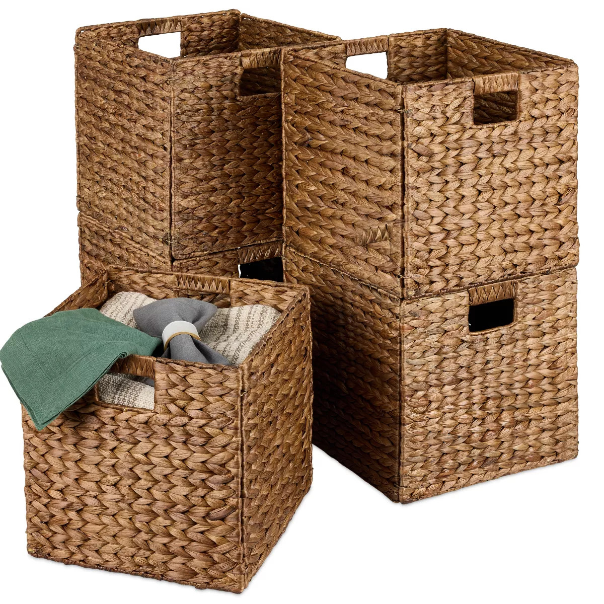 Best Choice Products 12x12in Hyacinth Baskets, Set of 5 Multipurpose Collapsible Organizers w/ In... | Target
