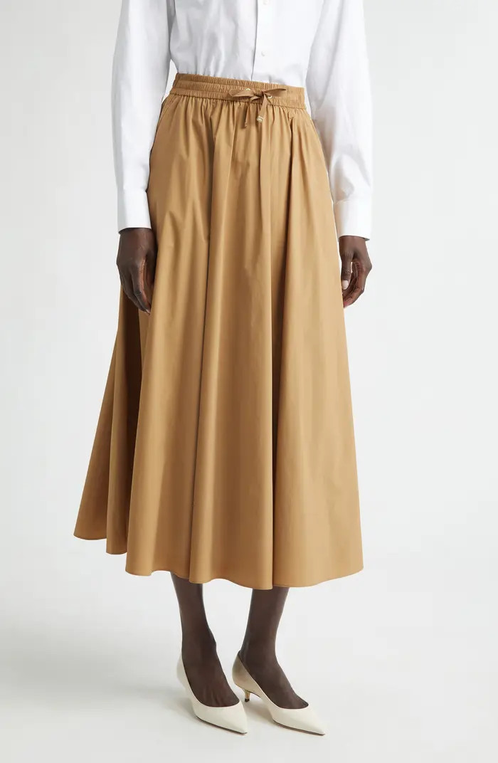 Pleated Stretch Nylon Midi Skirt | Nordstrom
