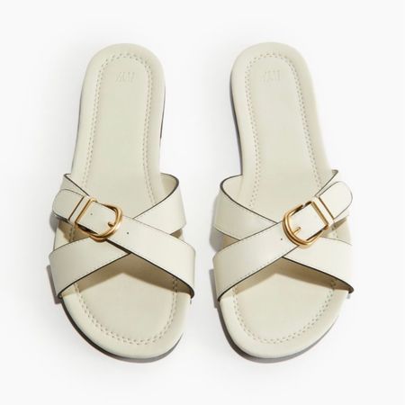 White strappy slide sandals 

#LTKstyletip #LTKSeasonal #LTKshoecrush