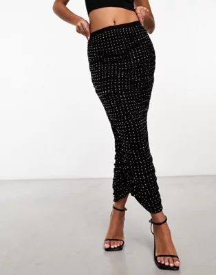 ASOS DESIGN hotfix cowl cami top and maxi skirt set in black | ASOS (Global)