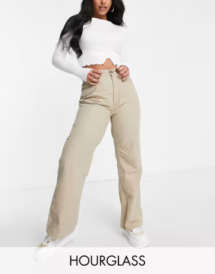 ASOS DESIGN Hourglass wide leg dad pants in taupe | ASOS (Global)