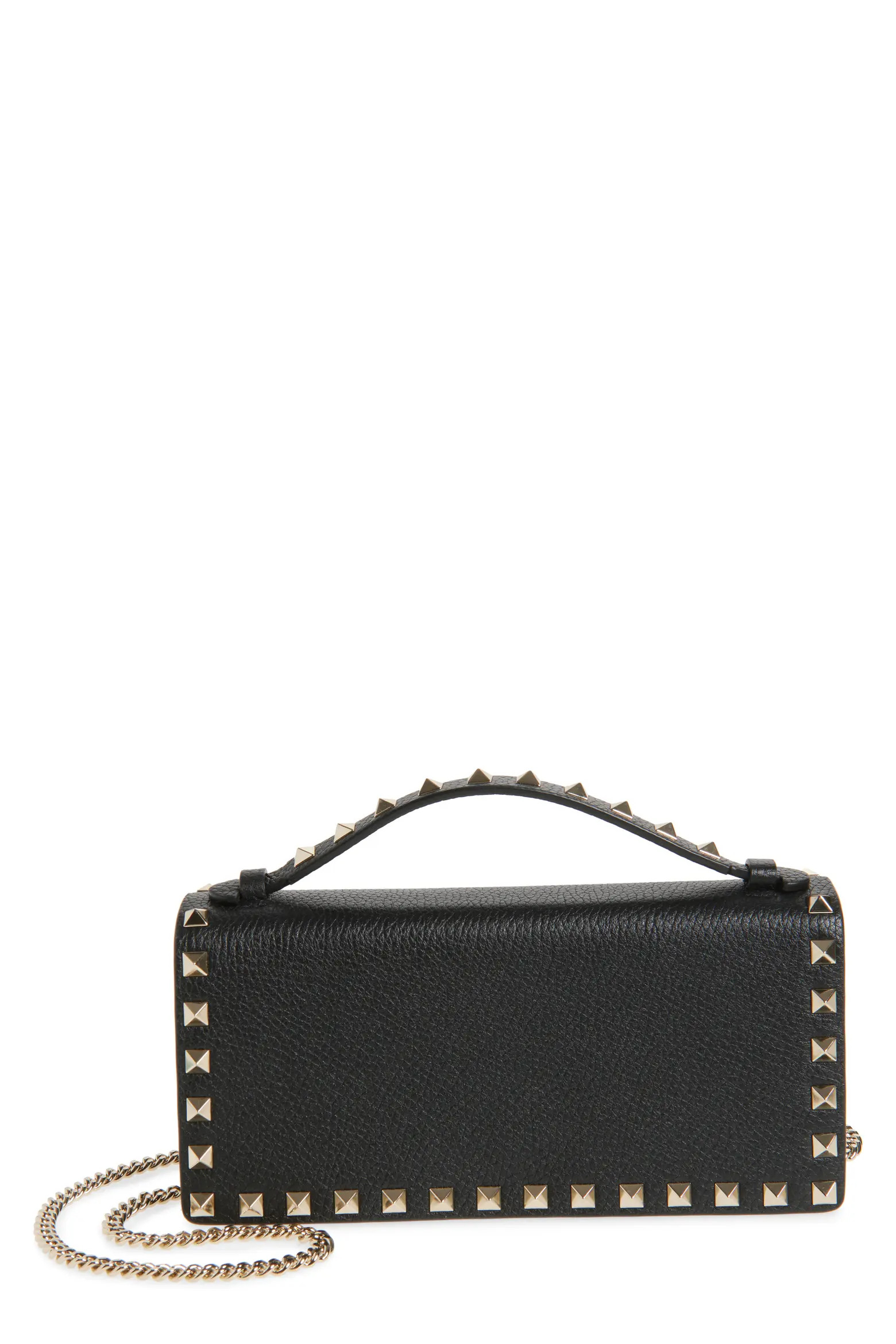 Rockstud Leather Wallet on a Chain (Women) | Nordstrom | Nordstrom
