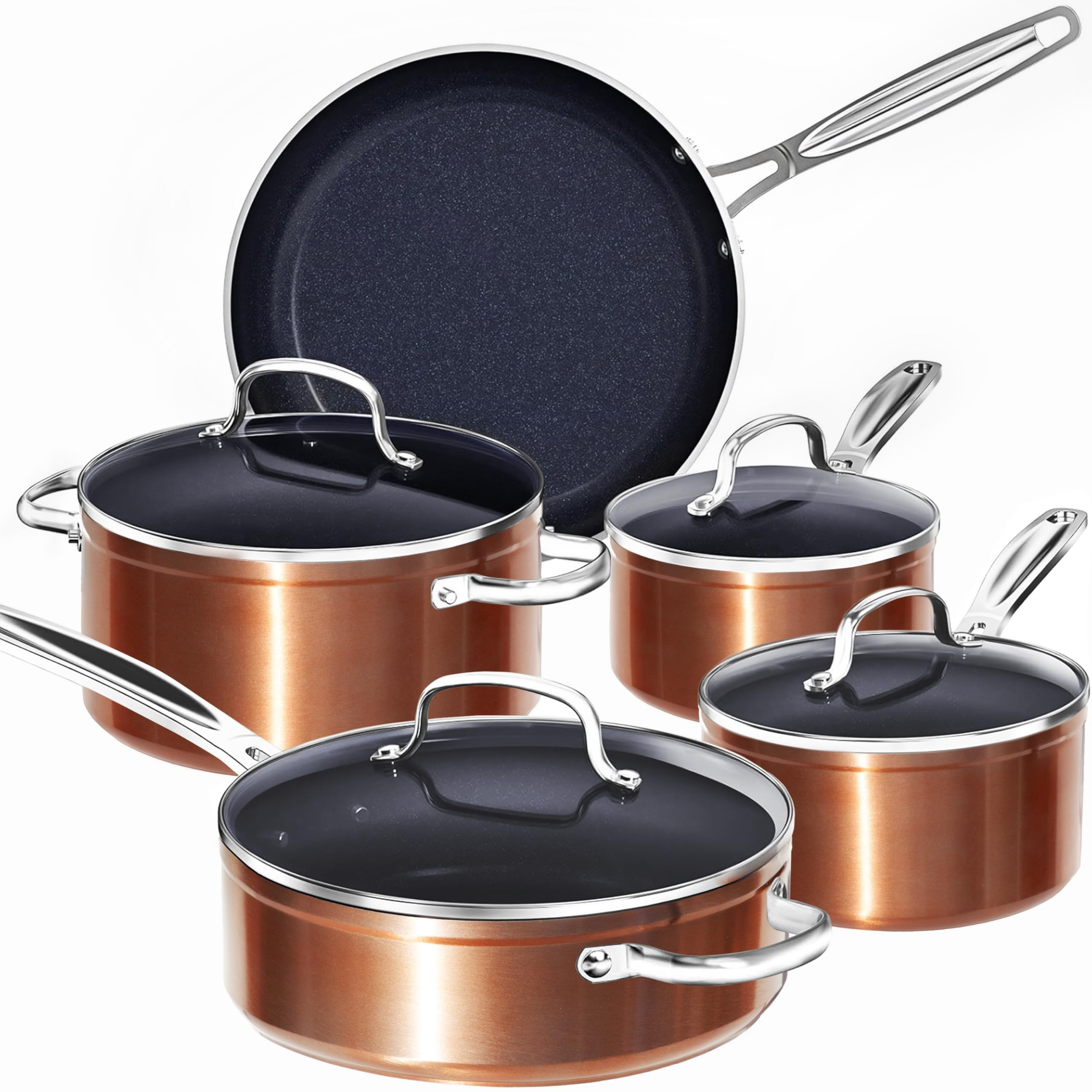 Nuwave 9pc Cookware Set Healthy Duralon Blue Ceramic Nonstick Coated, Diamond Infused Scratch-Res... | Amazon (US)