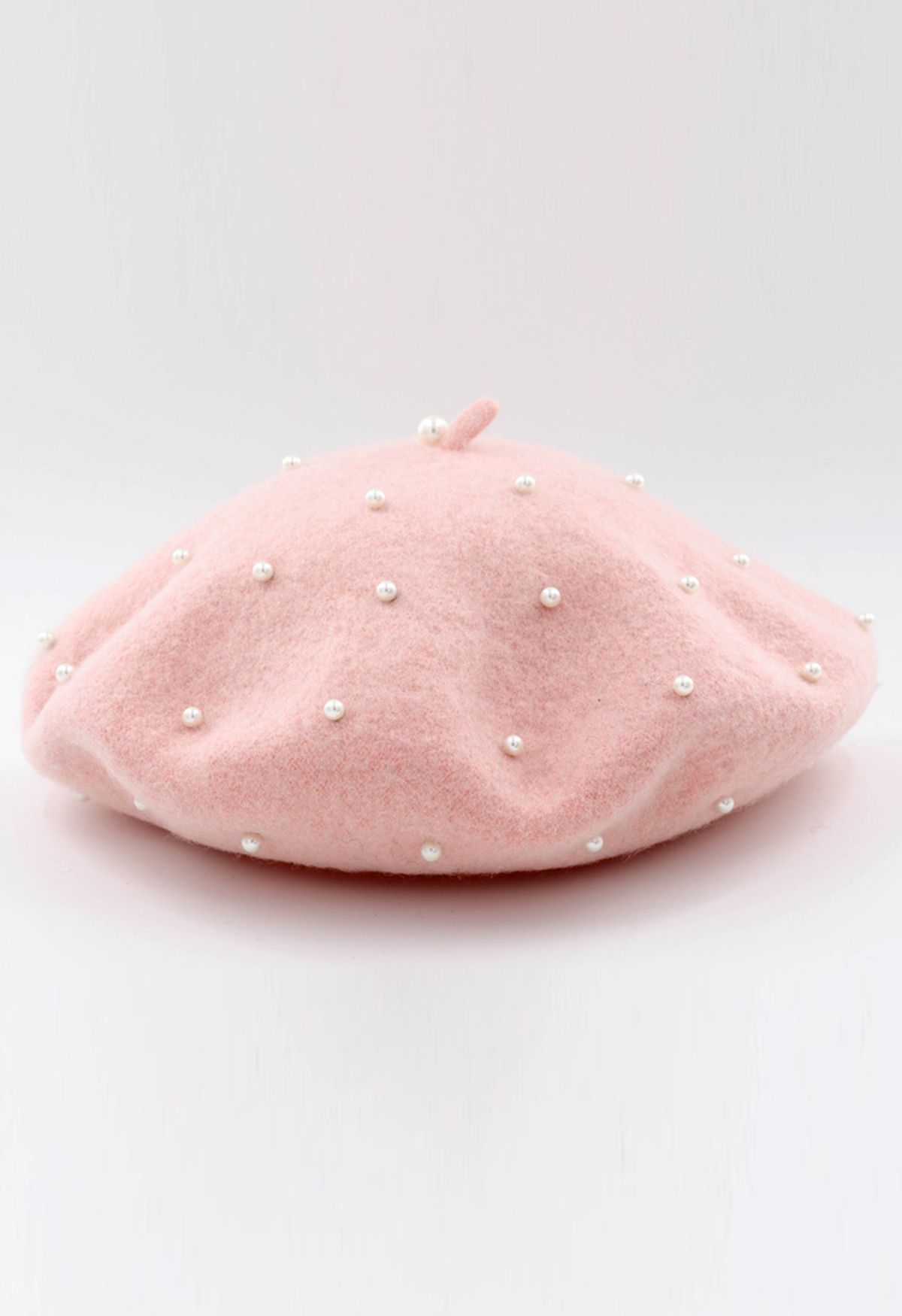 Handmade Pearl Wool Blend Beret Hat in Pink | Chicwish