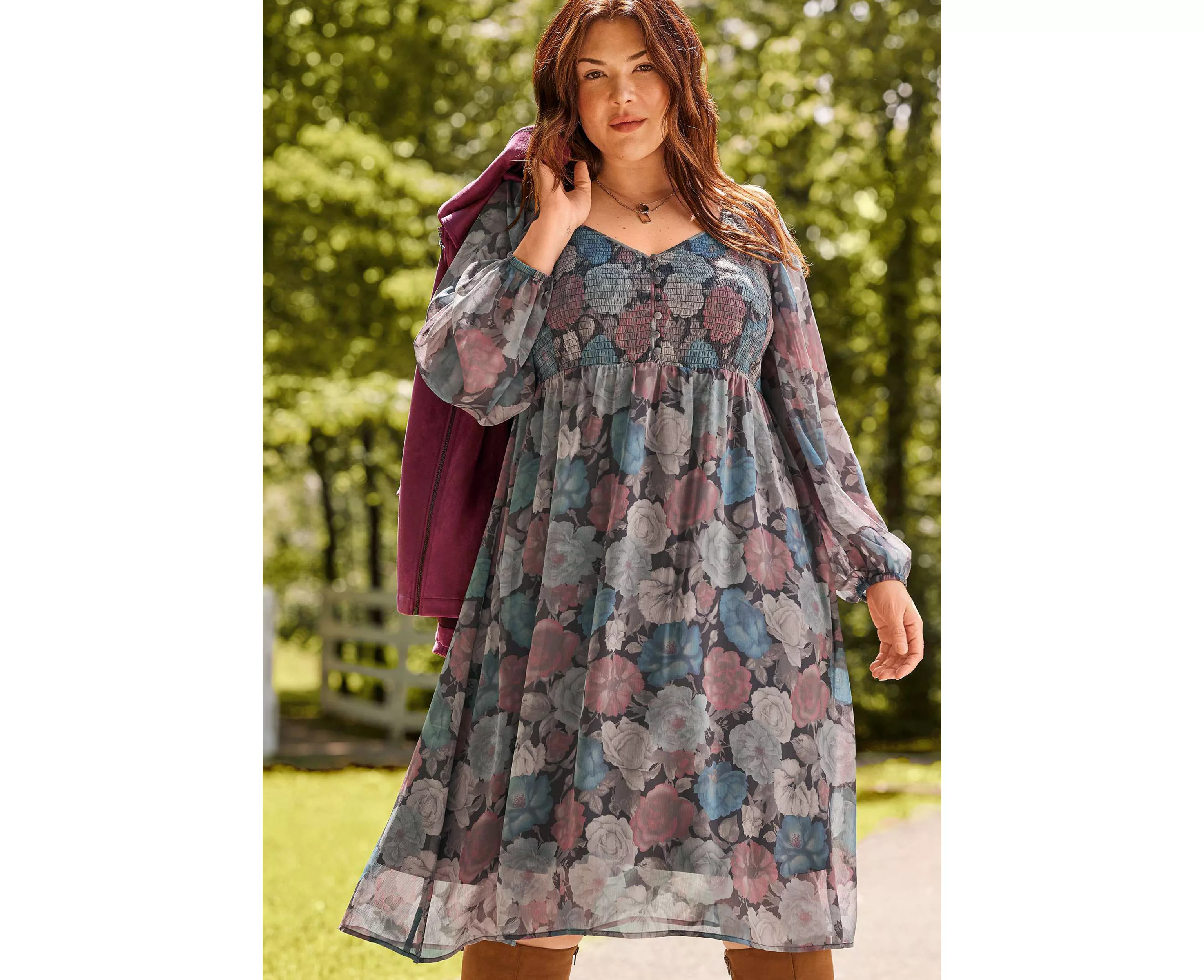 Plus Size Floral Smocked Midi Dress | maurices | Maurices