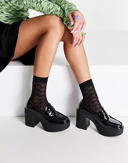 Truffle Collection chunky platform loafers in black patent | ASOS | ASOS (Global)