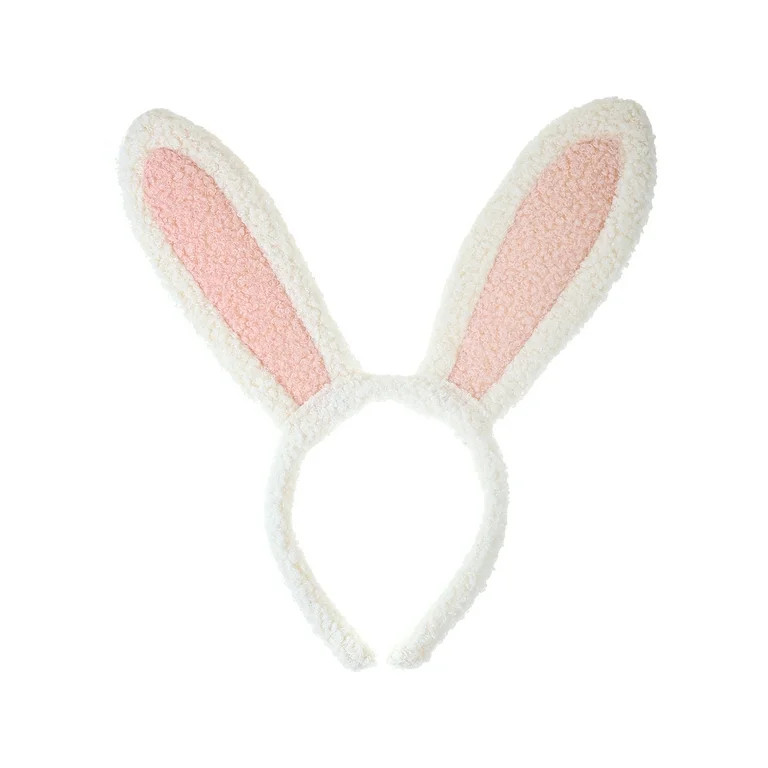 Way to Celebrate Easter Plush Ivory and Pink Bunny Ear Headband, 1 Piece | Walmart (US)