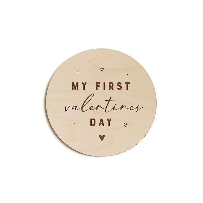 The Cotton & Canvas Co. My First Valentines Day Wooden Milestone Card, Baby's First Year, Baby's ... | Amazon (US)