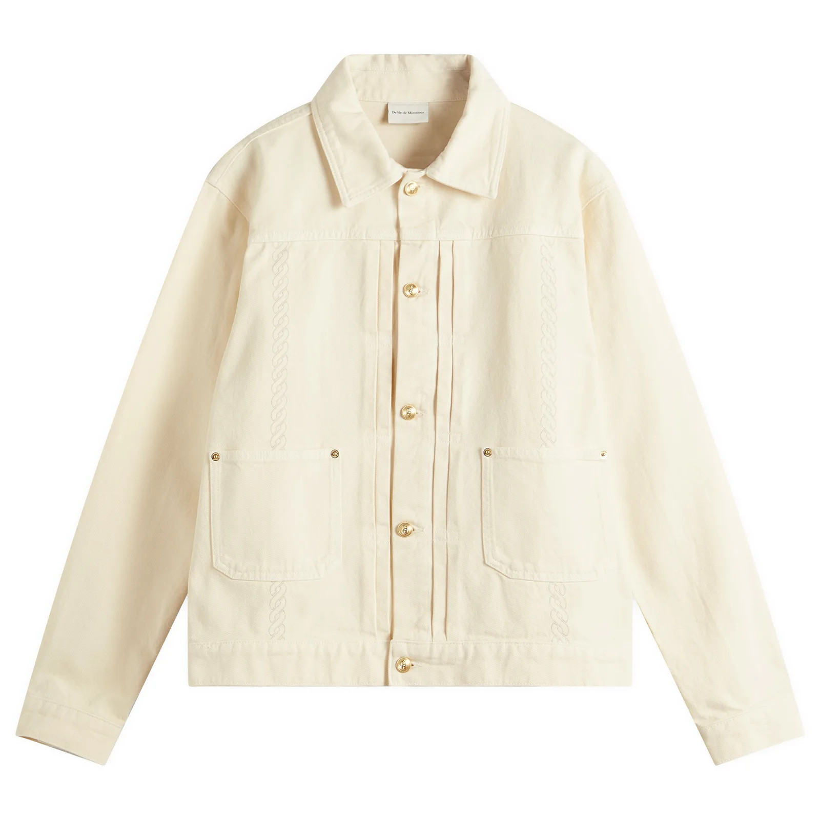 Drôle de Monsieur Men's Denim Jacket in Off White, Size Large | END. Clothing | END. Clothing