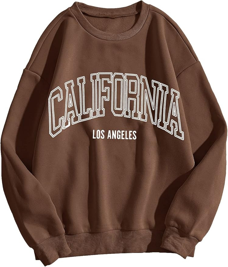 SheIn Women's Crewneck Letter Print Sweatshirt Pullover Top | Amazon (US)