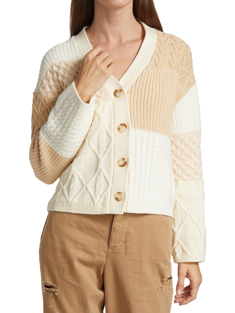 Rails Women's Reese V-Neck Cardigan - Cream Patchwork - Size L | Saks Fifth Avenue OFF 5TH