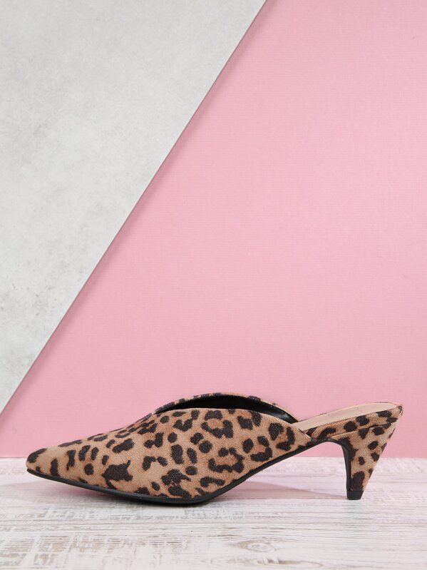 Leopard Cone Heel Mules | SHEIN