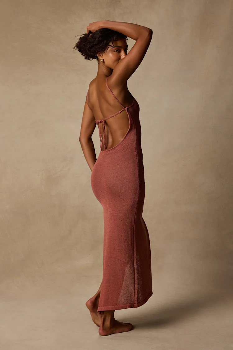 Calva Rusty Rose Backless Maxi Swim Cover-Up | Lulus