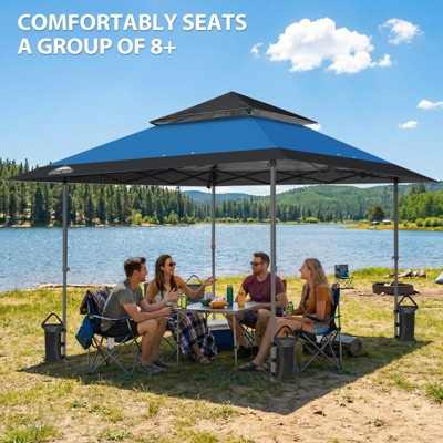 EAGLE PEAK 13x13ft Pop Up Canopy Tent Instant Outdoor Canopy Easy Setup w/Auto Extending Eaves (Black/Blue) | Target