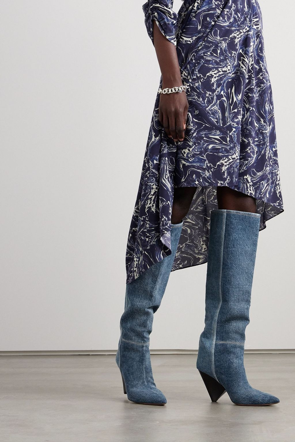 Lakita two-tone denim knee boots | The Outnet (US and CA)