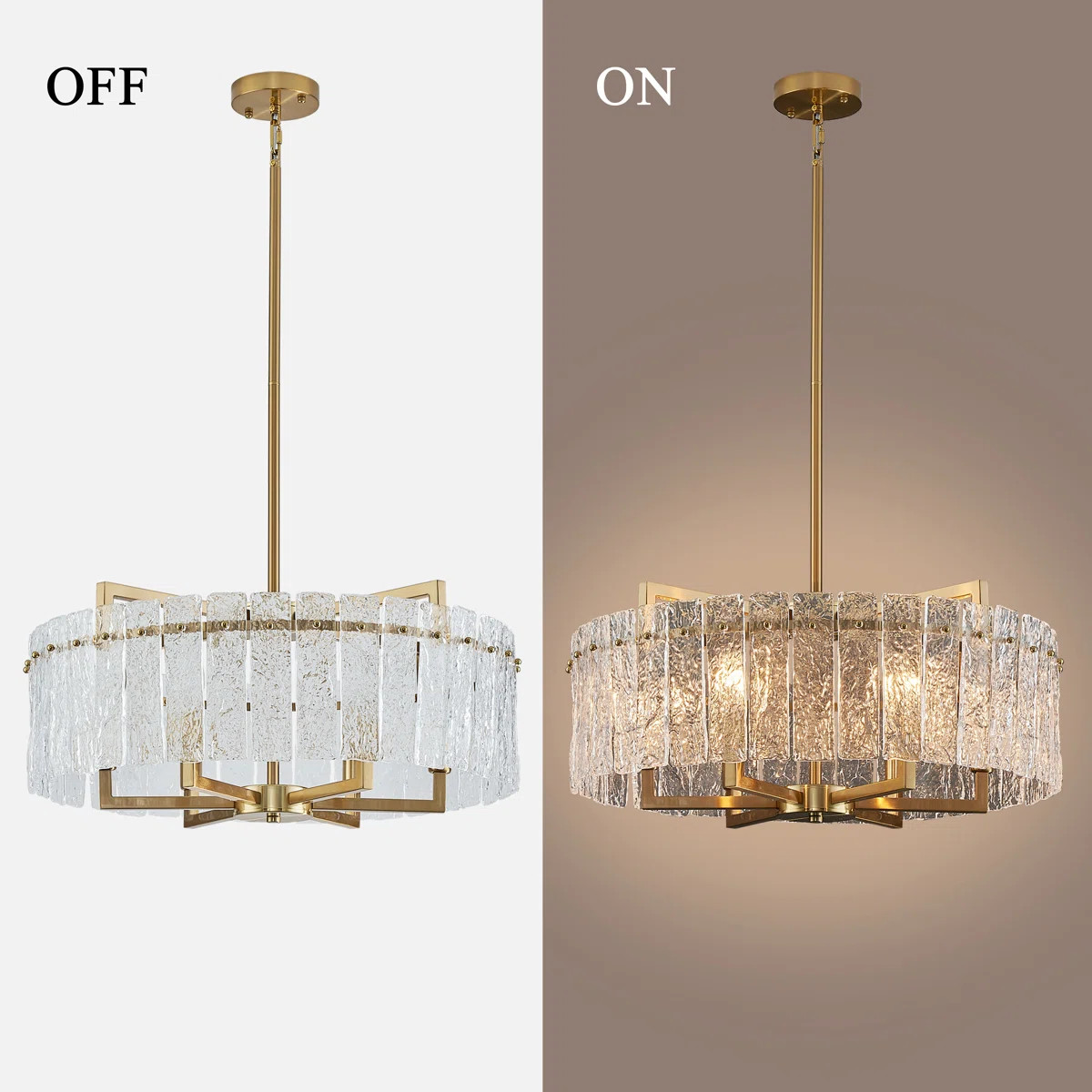 Friedhardt Dimmable  Drum Chandelier with Textured Glass, Modern Lighting for Kitchen Island or D... | Wayfair North America