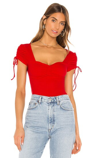 Sierra Ruched Crop Top in Red | Revolve Clothing (Global)