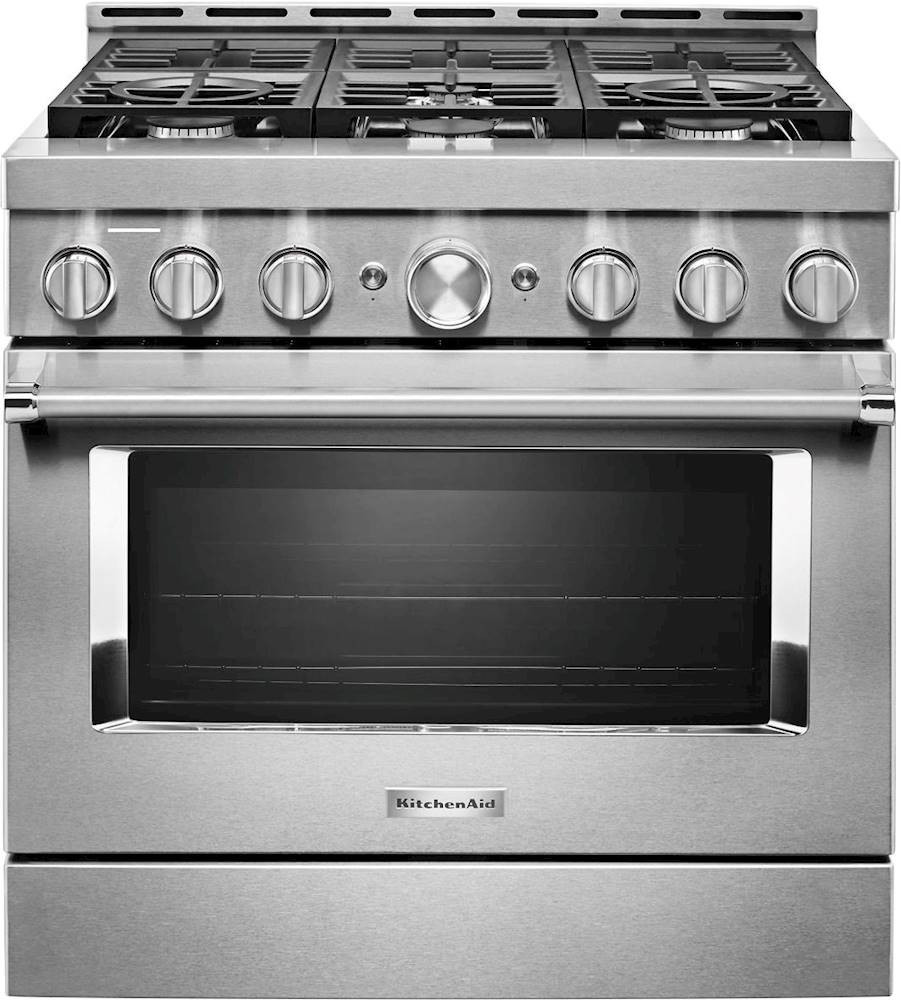 KitchenAid - Commercial-Style 5.1 Cu. Ft. Slide-In Gas True Convection Range with Self-Cleaning - Stainless Steel | Best Buy U.S.