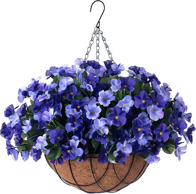 Artificial Hanging Flowers with 12" Basket Outdoor Spring Summer Decor, Fake Hydrangea UV Resista... | Amazon (US)