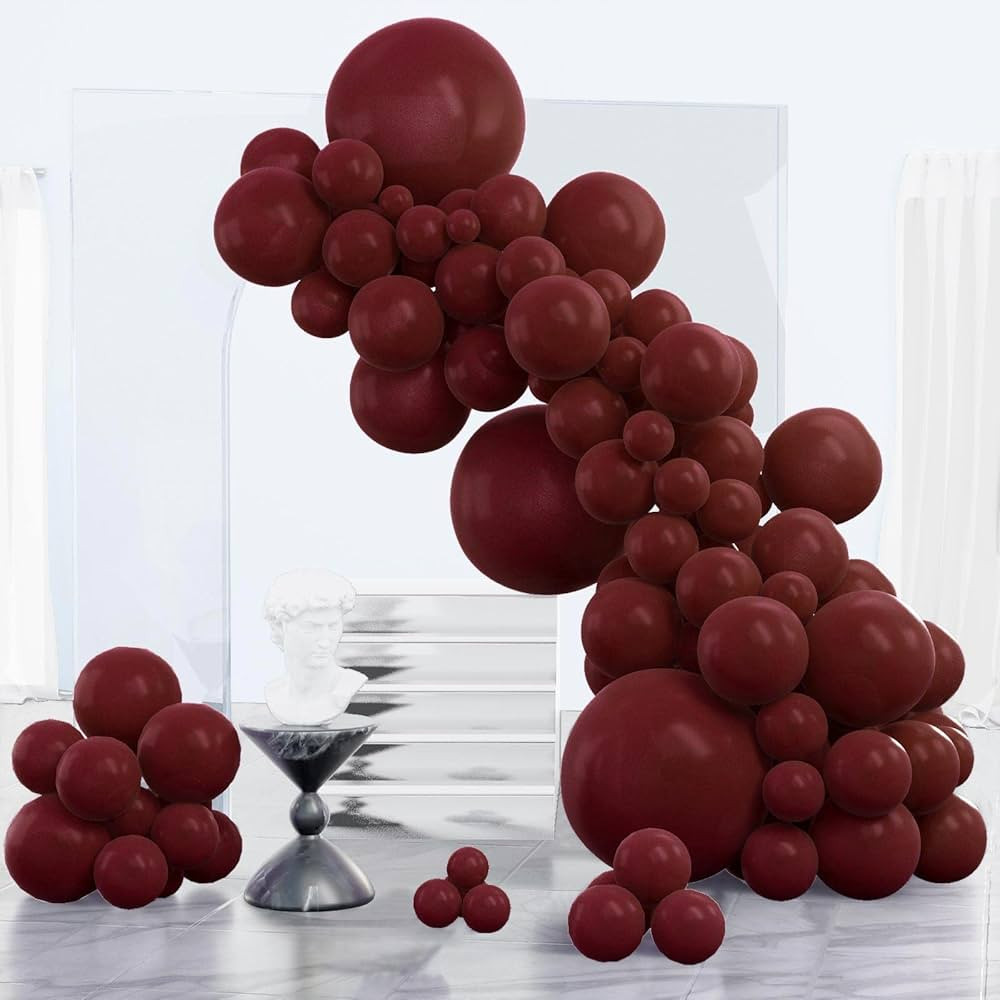 Amazon.com: PartyWoo Burgundy Balloons, 85 pcs Wine Red Balloons Different Sizes Pack of 18 Inch ... | Amazon (US)