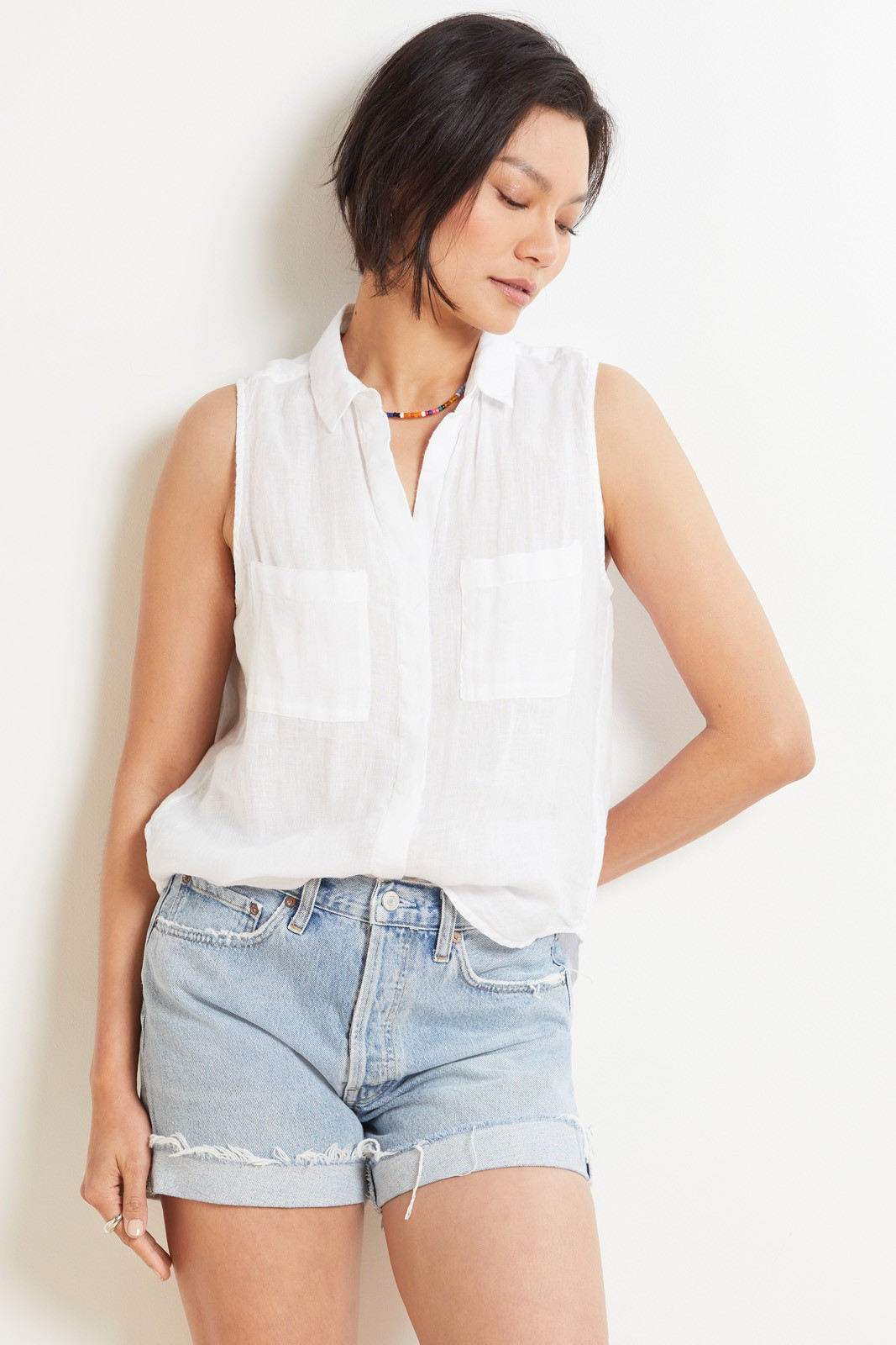 CLOTH AND STONE Sleeveless Linen Shirt | EVEREVE | Evereve