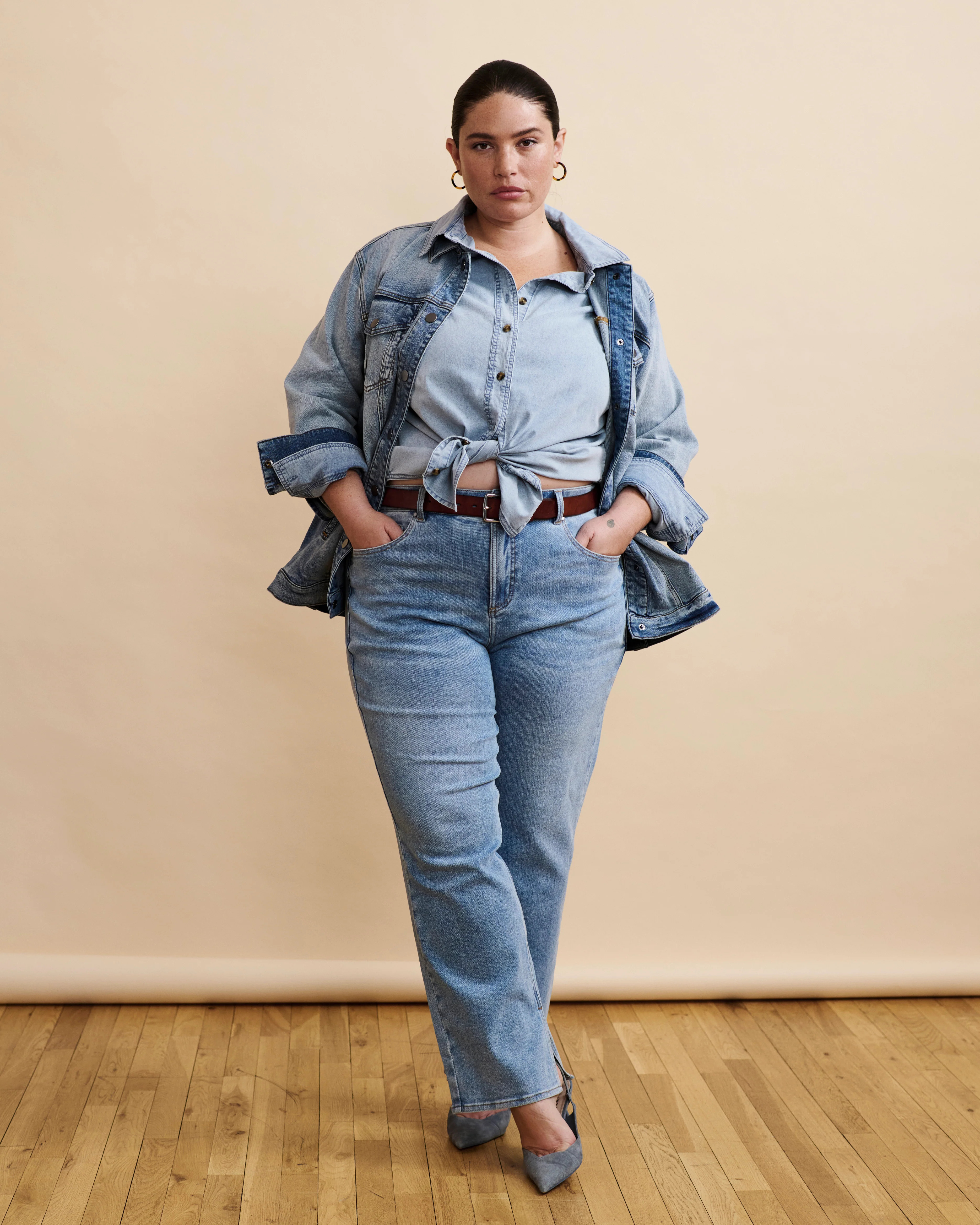 Mimi High Rise Split Hem Jeans 30 Inch - All Blue | Universal Standard