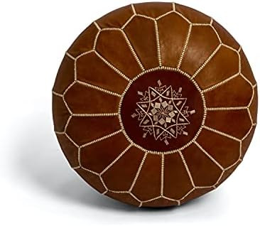 Marrakesh Gallery Moroccan Pouf Cover - Round & Large Ottoman Leather Cover Pouf - Bohemian Livin... | Amazon (US)