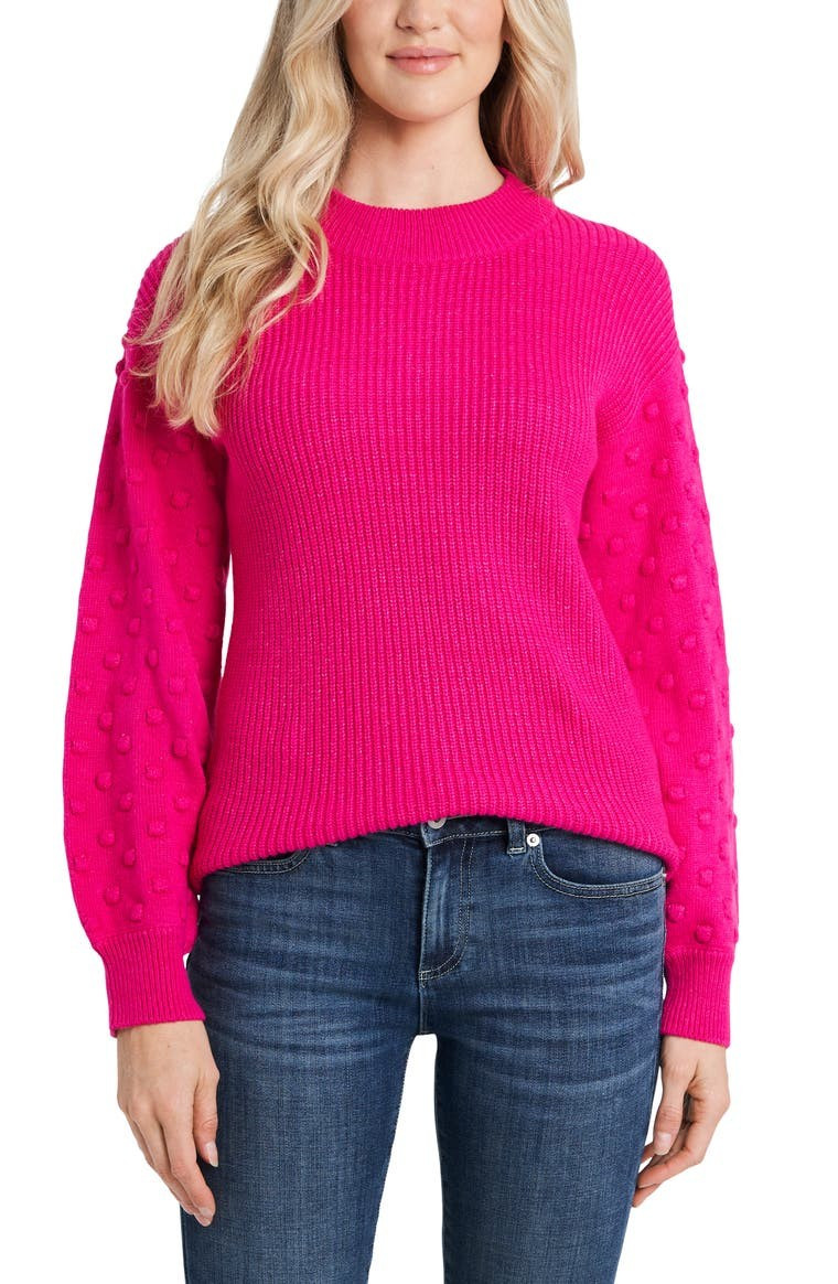 Puff Sleeve Bobble Ribbed Sweater | Nordstrom