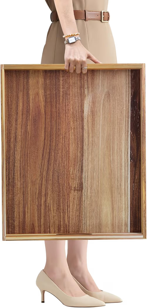 MAONAME Extra Large Ottoman Tray, 22 x 18 inches Acacia Wooden Serving Tray for with Handles,Farm... | Amazon (US)