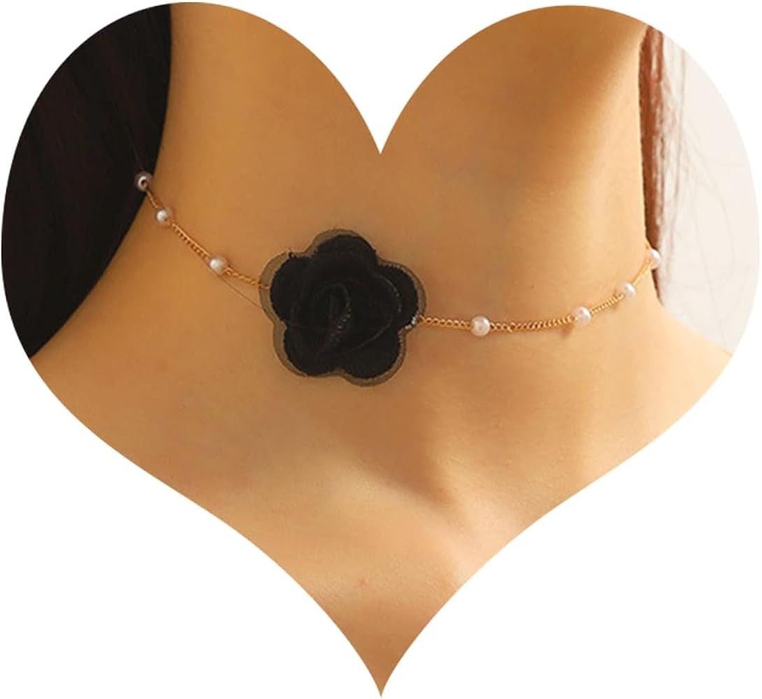 Bethynas Vintage Flower Choker Necklace with Baroque Pearl Handmade Rose Floral Sexy Plated Colla... | Amazon (US)