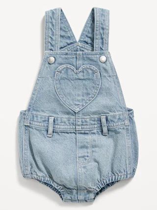 Heart-Patch Jean Shortall Romper for Baby | Old Navy (US)