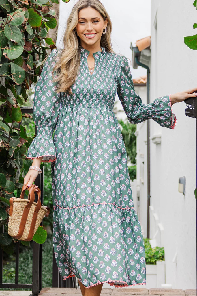 Worn On Repeat Green Medallion Midi Dress | The Mint Julep Boutique