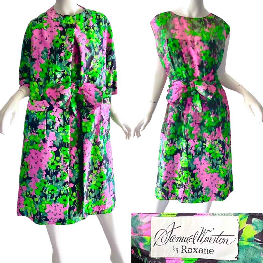 1950s Vintage Samuel Winston Silk Dress Suit Saks Fifth Avenue Brocade Dress Coat Set Medium | Etsy (US)