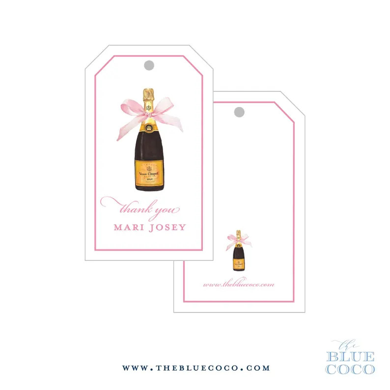 Champagne with Pink Bow Gift Tags |  Set of 16 | Etsy (US)