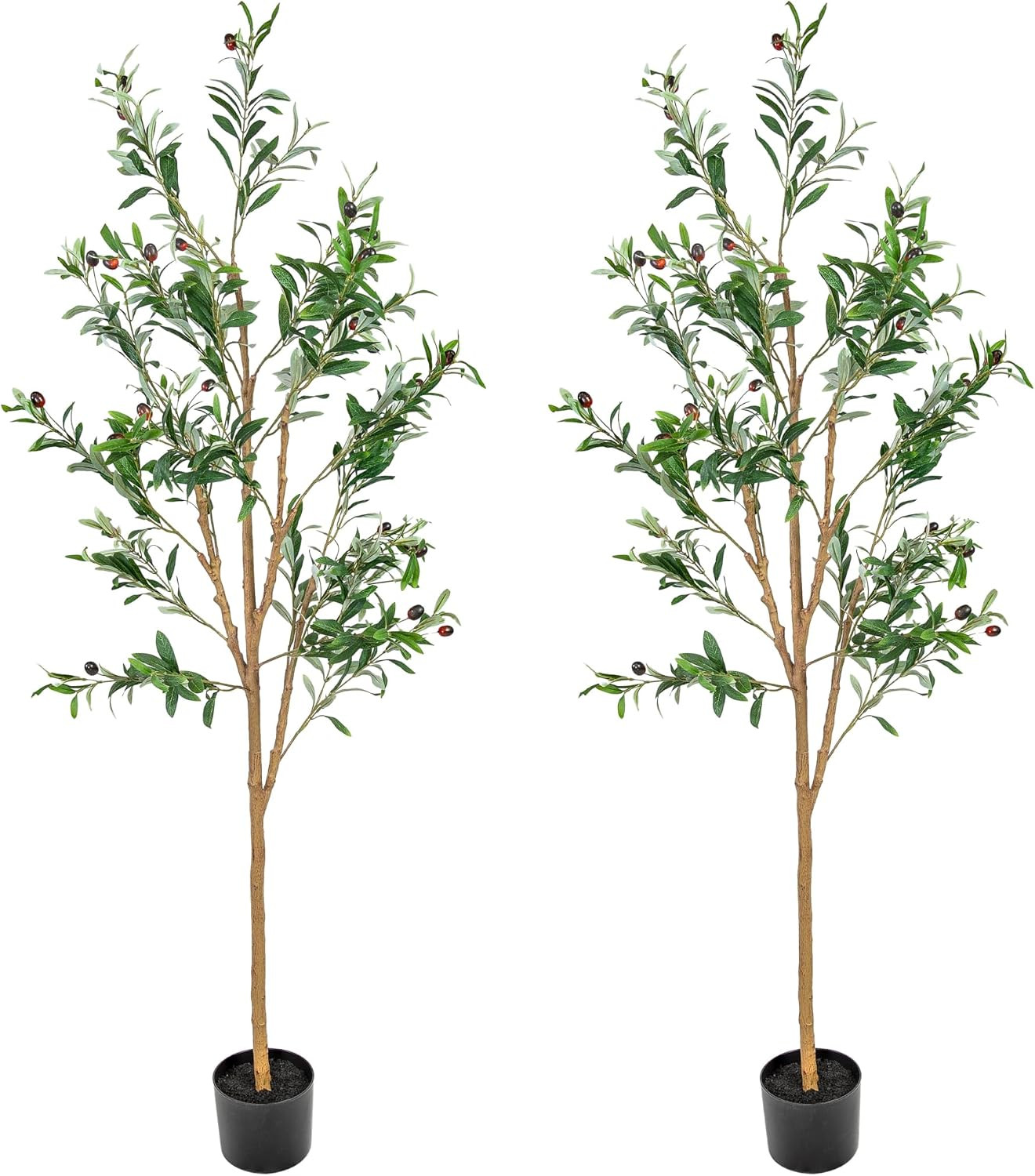 Sunnydaze 5-Foot Tall Indoor Fake Olive Tree with Pot - Set of 2 | Amazon (US)
