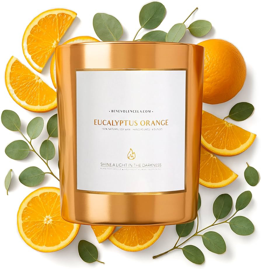 Benevolence LA Eucalyptus Orange Wood Wick Candles | Soy Scented Candles for Home | Gifts for Wom... | Amazon (US)