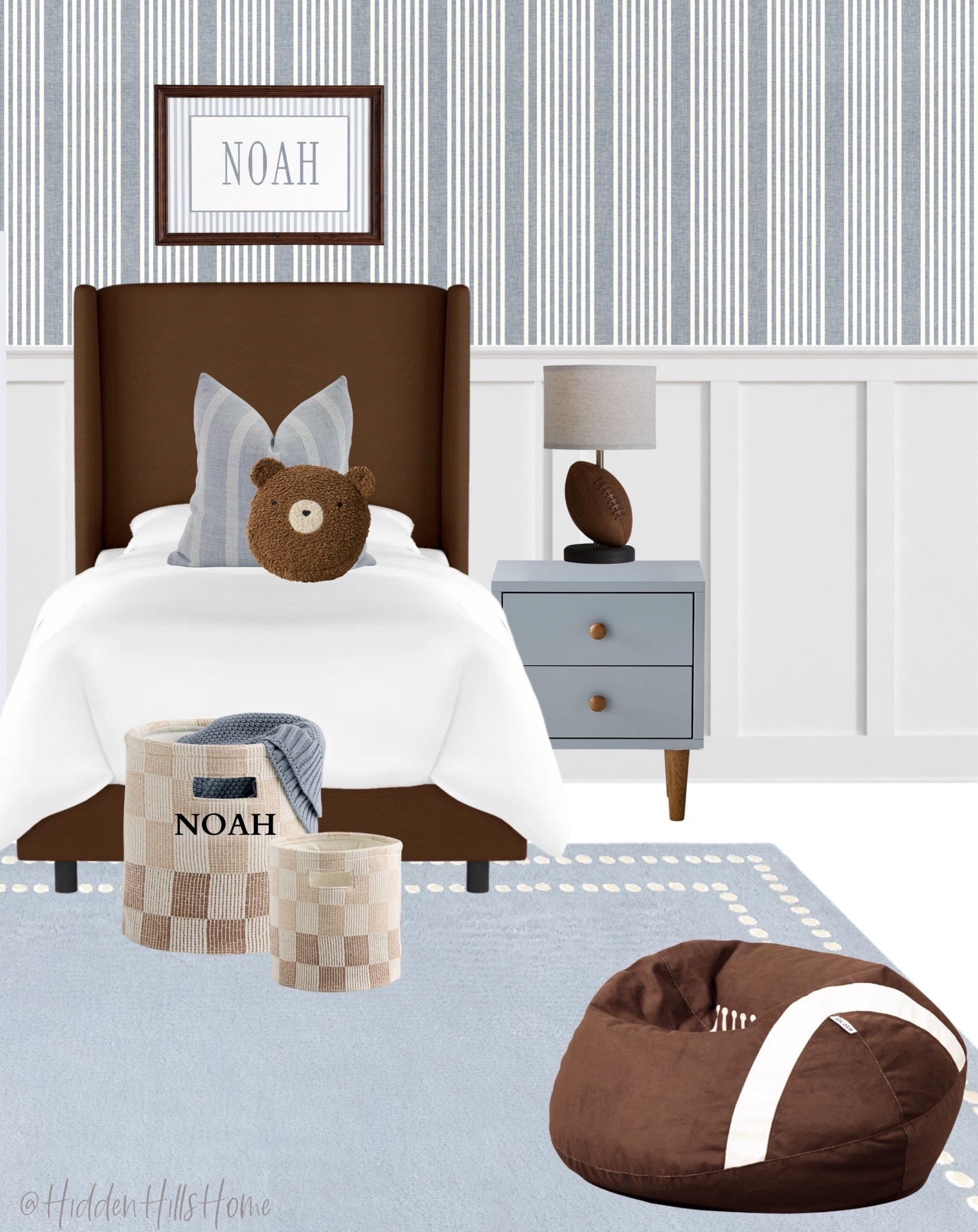 Boys bedroom decor, toddler boys room design, boys room mood board, home decor ideas, twin bed, blue and brown boys bedroom #boys 

#LTKSaleAlert #LTKKids #LTKHome