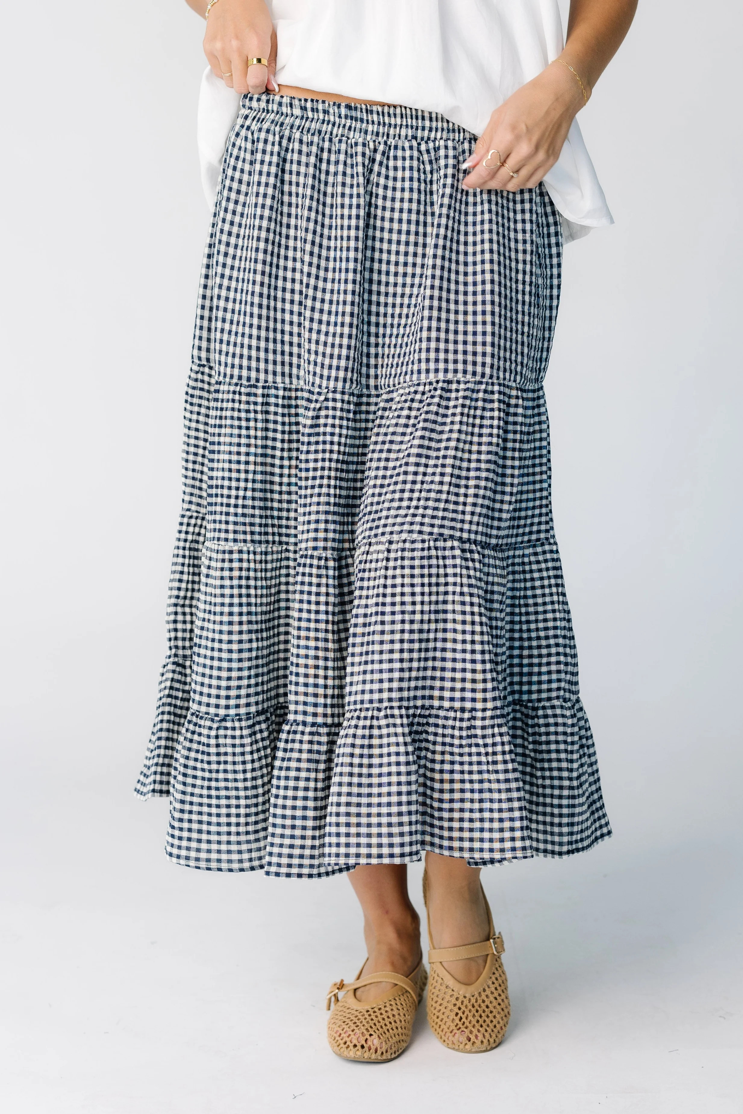 Brass & Roe Gingham Tiered Skirt | Called To Surf