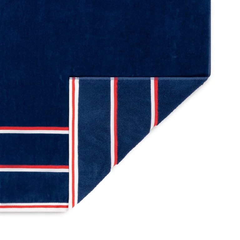 Mainstays Patriotic Cotton Blend Cotton-Blend Cabana Beach Towel, 36 x 72 in, Navy Blue | Walmart (US)