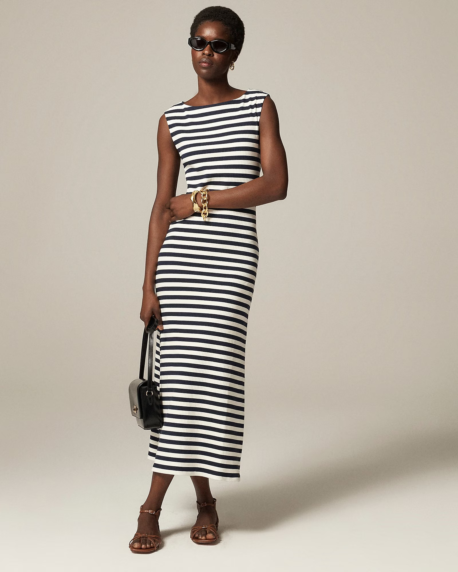 Knit boatneck midi dress in stripe | J. Crew US