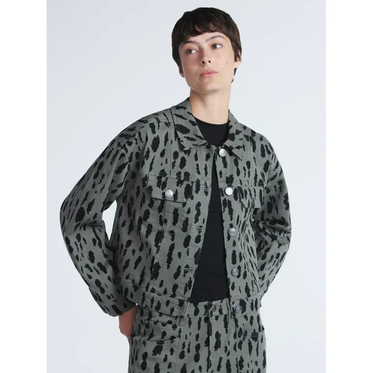 Scoop Women's and Women’s Plus Cropped Denim Trucker Jacket, Sizes XS-4X - Walmart.com | Walmart (US)