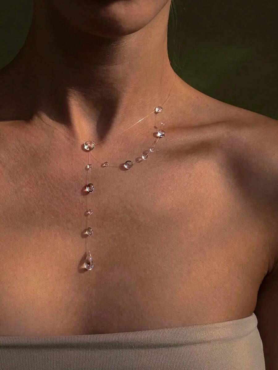 1pc Fashionable Handmade UV Resin Faux Water Drop Pearl Necklace, Suitable For Women In Any Occas... | SHEIN