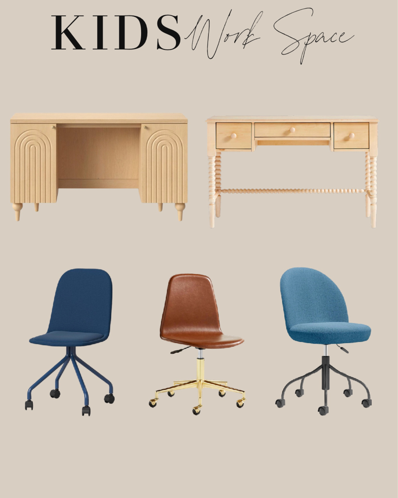 Some desk and chair ideas for a kids work space. 

#KidsDesk #KidsWorkspace #KidsChairs #KidsDeskChairs #OfficeDesk #OfficeChairs #AtHomeWorkspace 

#LTKkids #LTKhome #LTKstyletip