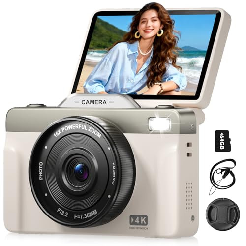 4K Digital Camera for Photography, 64MP Autofocus Vlogging Camera for YouTube with 3" 180 Flip Sc... | Amazon (US)