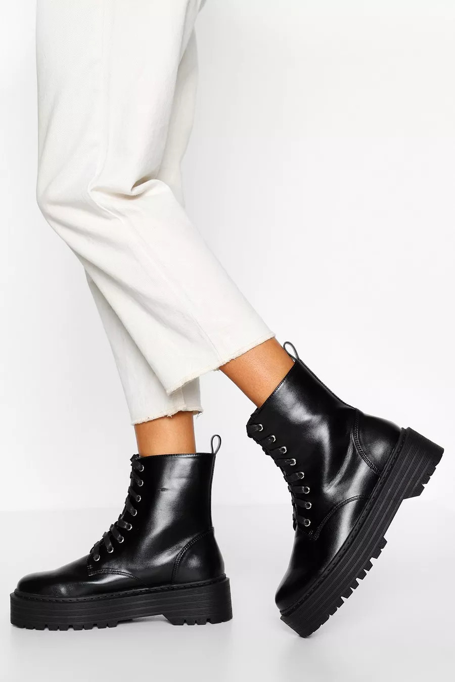 Wide Width Chunky Combat Boots | Boohoo.com (US & CA)