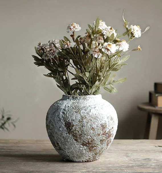 YSNCIDAN Rustic Ceramic Circular Flower Vase, Vintage Floor Tall Vases Farmhouse Decor for Living... | Amazon (US)