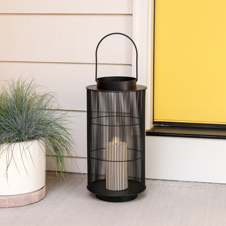 Mariposa Metal Lantern with Flameless Candle, Large | Lights.com