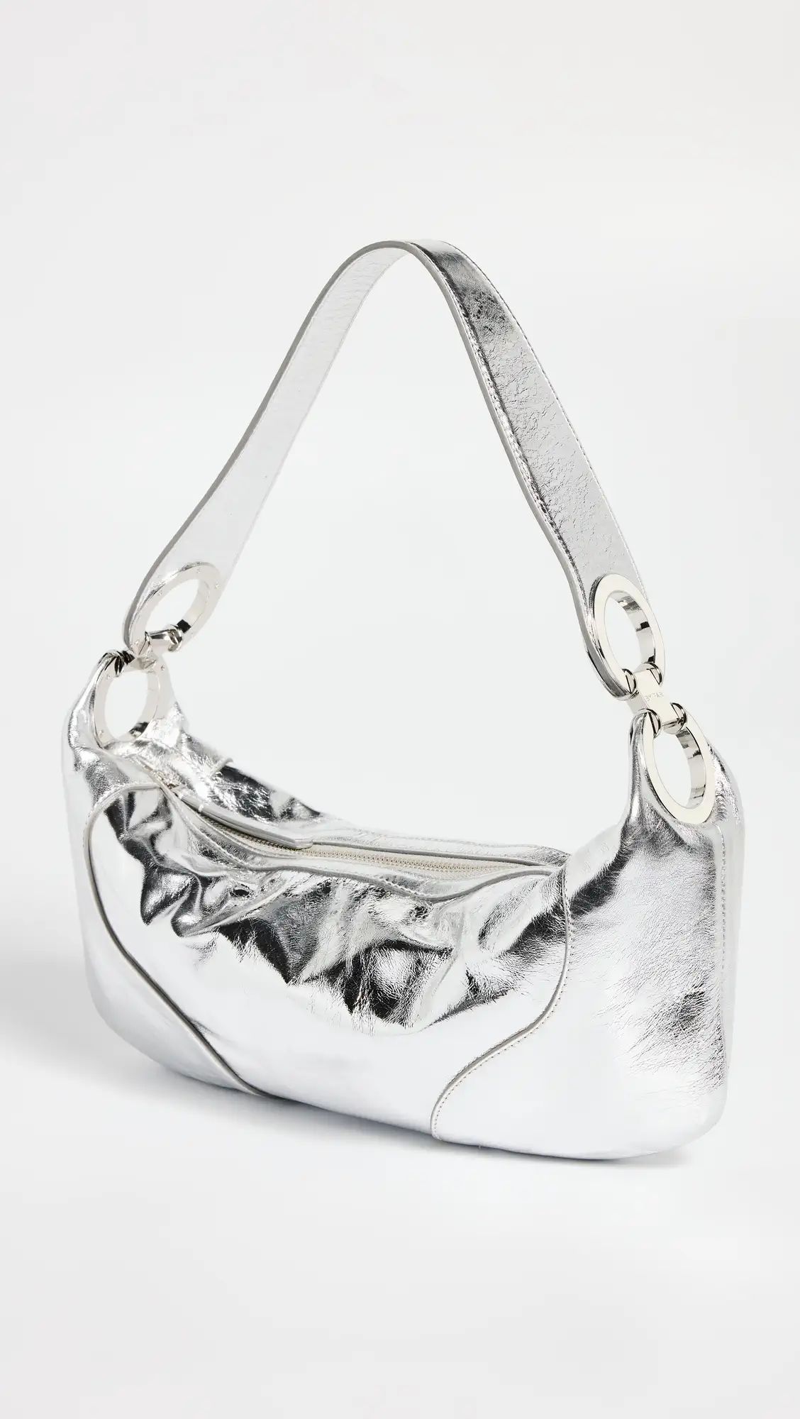 BY FAR Amira Silver Metallic Leather Shoulder Bag | Shopbop | Shopbop